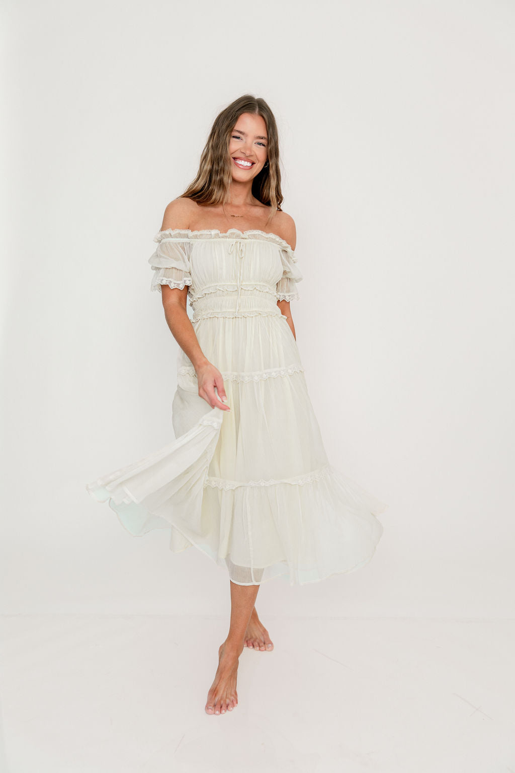 Marla Maxi Dress in Butter Cream - See Selfie Photo for True Color