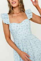 ASTR Wedelia Midi Dress in Blue Floral