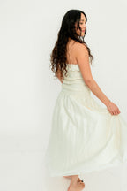 Myra Strapless Smocked Bodice Tube Maxi Dress in Cream
