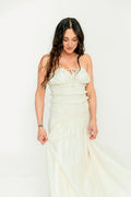 Myra Strapless Smocked Bodice Tube Maxi Dress in Cream