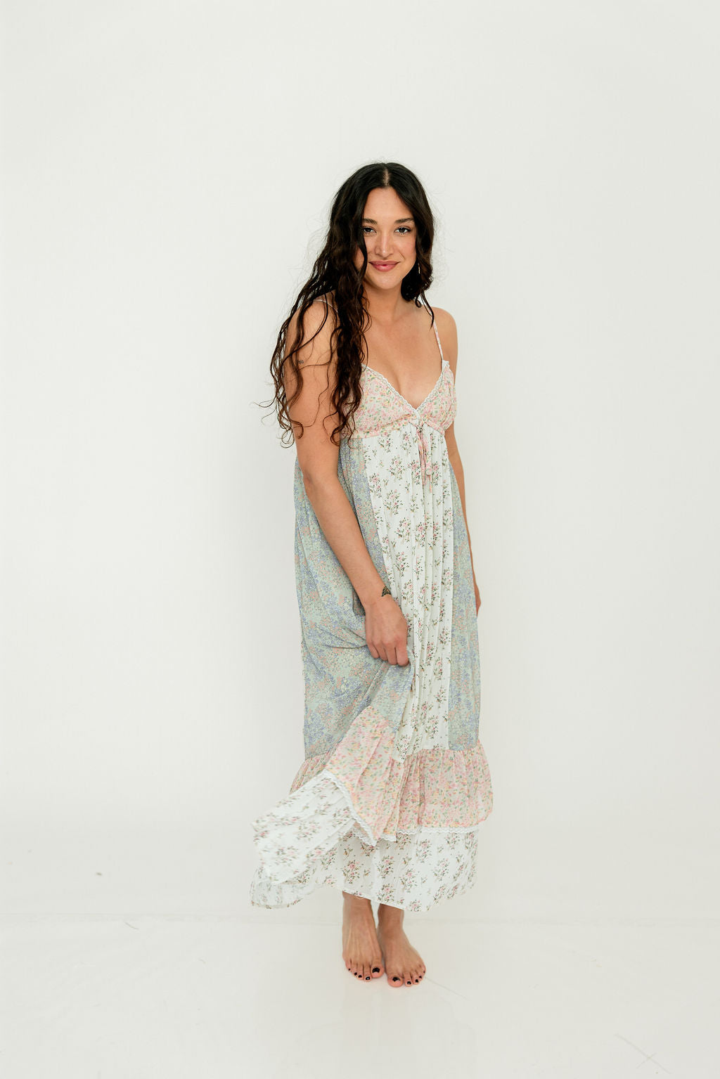 Maria Maxi Dress in Off White Combo