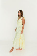 Katy Pleated Bodice Maxi Dress in Lemon - Bump Friendly