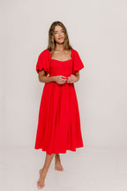Hamilton Midi Dress in Red - Bump Friendly (S-XL)