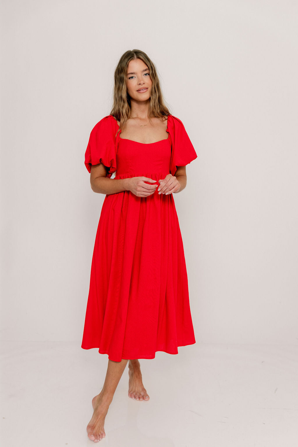 Hamilton Midi Dress in Red - Bump Friendly (S-XL)