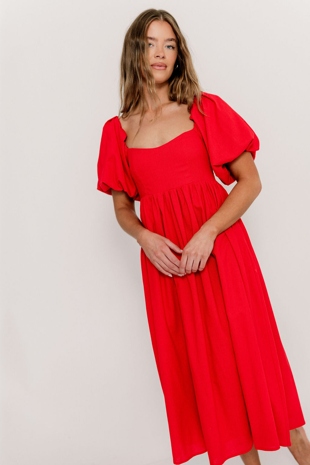 Hamilton Midi Dress in Red - Bump Friendly (S-XL)