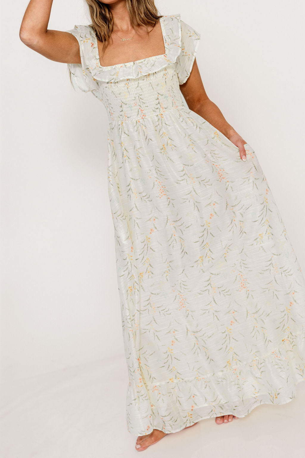 Deidra Maxi Dress in Cream - Bump Friendly