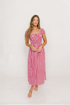 Corey 100% Cotton Dress in Red