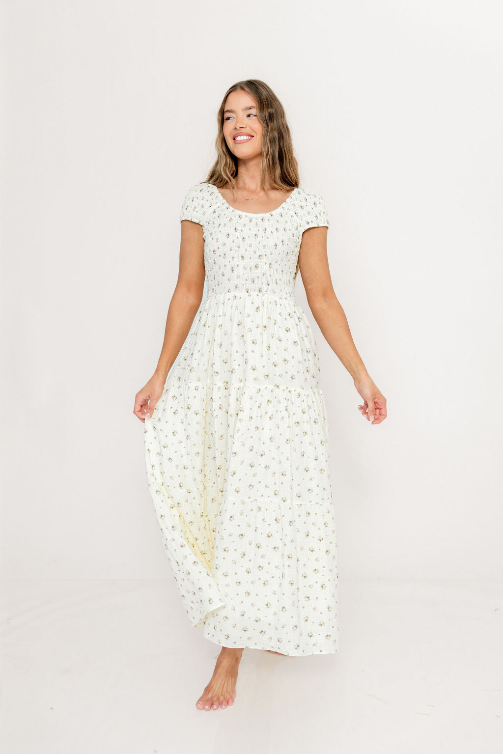 Monet 100% Cotton Maxi Dress in Pink Floral - Bump Friendly