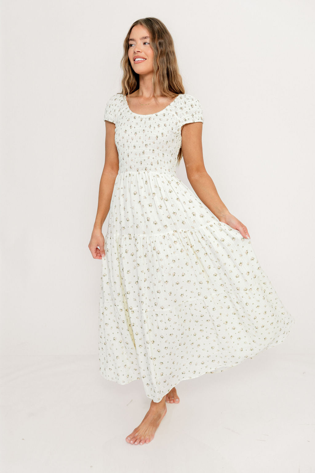 Monet 100% Cotton Maxi Dress in Pink Floral - Bump Friendly