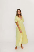 Melina Bubble Sleeve Maxi Dress in Butter Yellow