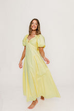 Melina Bubble Sleeve Maxi Dress in Butter Yellow