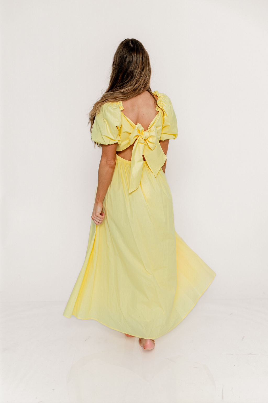 Melina Bubble Sleeve Maxi Dress in Butter Yellow