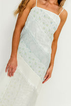 Garner Floral and Lace Maxi Dress in Ivory/Blue