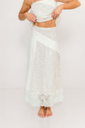 Merritt Floral and Lace Midi Skirt in Cream/Pink