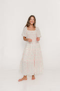 Karolyn Antique Puff Sleeve Tiered Maxi Dress in Pink
