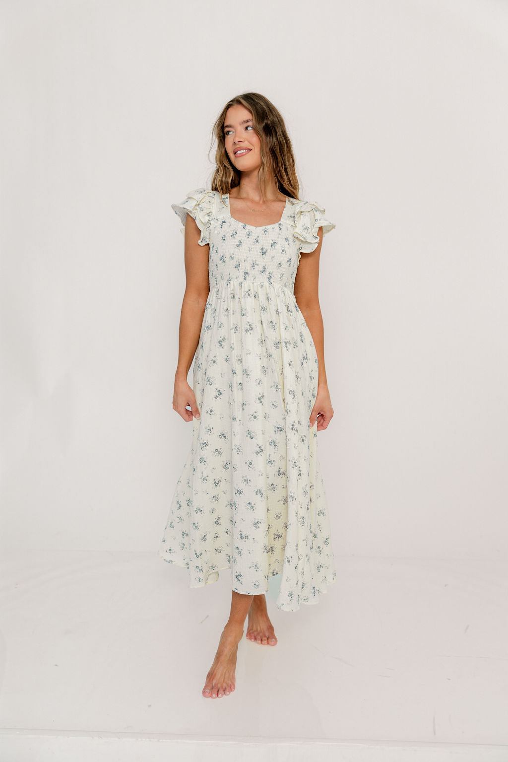 Mikel 100% Cotton Maxi Dress in Blue