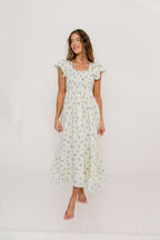 Mikel 100% Cotton Maxi Dress in Blue