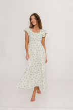 Mikel 100% Cotton Maxi Dress in Blue