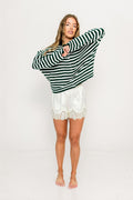 Piper Striped Cardigan in Forest