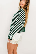 Piper Striped Cardigan in Forest