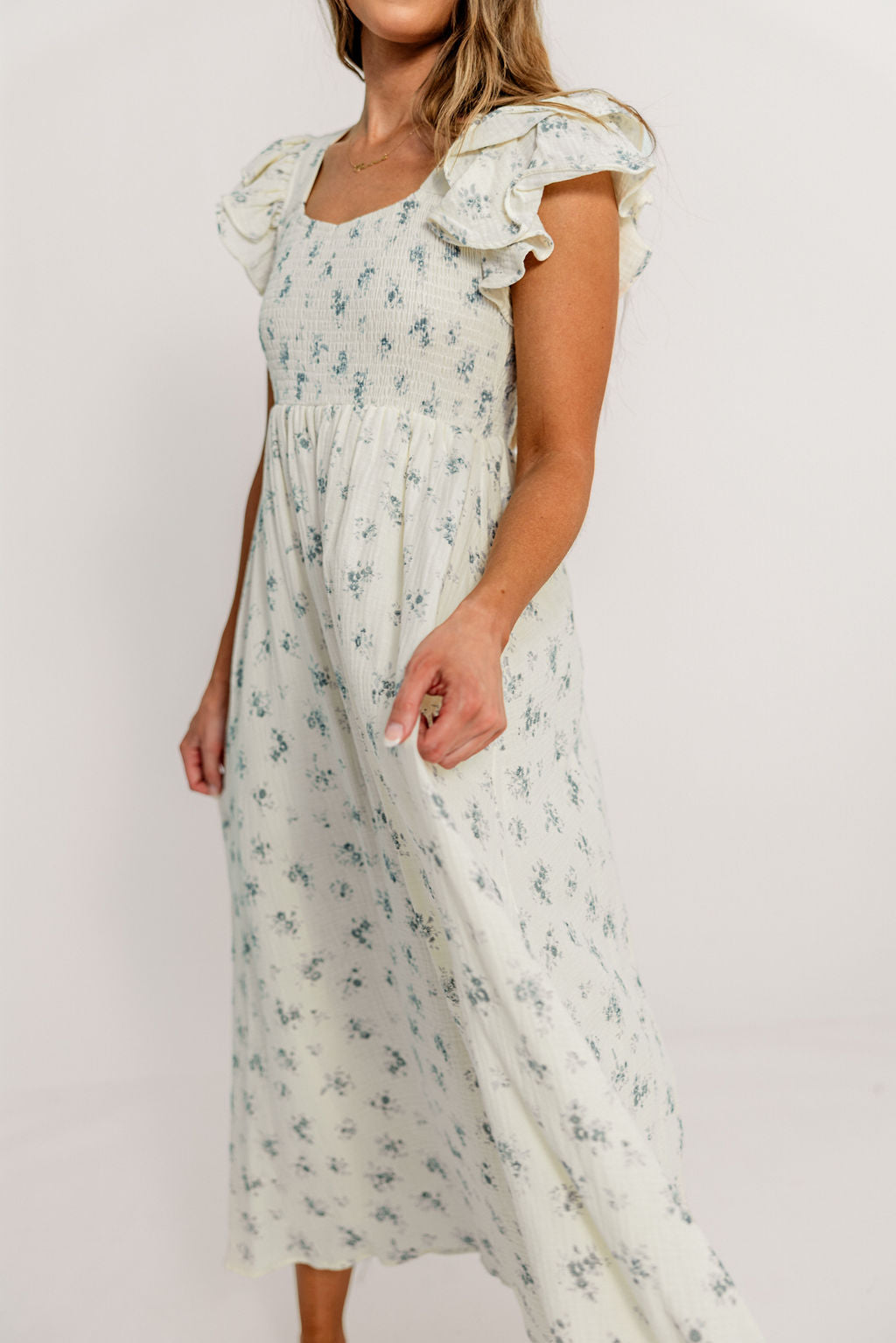 Mikel 100% Cotton Maxi Dress in Blue