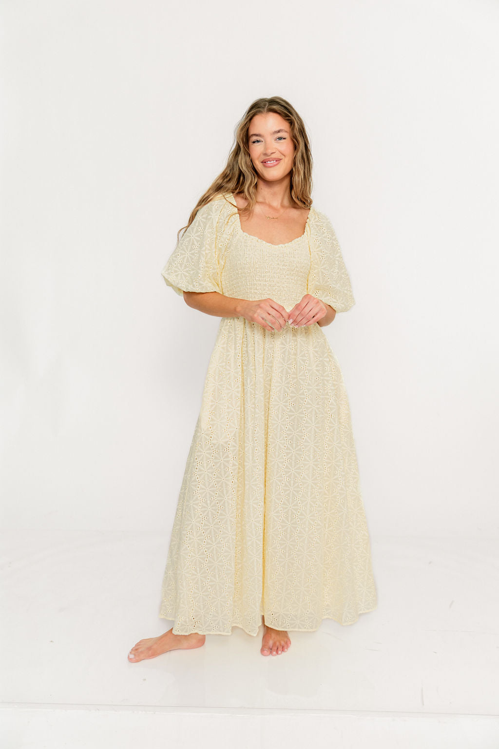 Krystal 100% Cotton Maxi Dress in Vintage Ivory