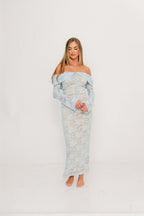 Ella Lace Maxi Dress in Pale Blue
