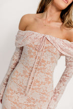 Ella Lace Maxi Dress in Pale Pink