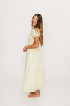 August Open Back Midi Dress in Ivory Cream - Bump Friendly