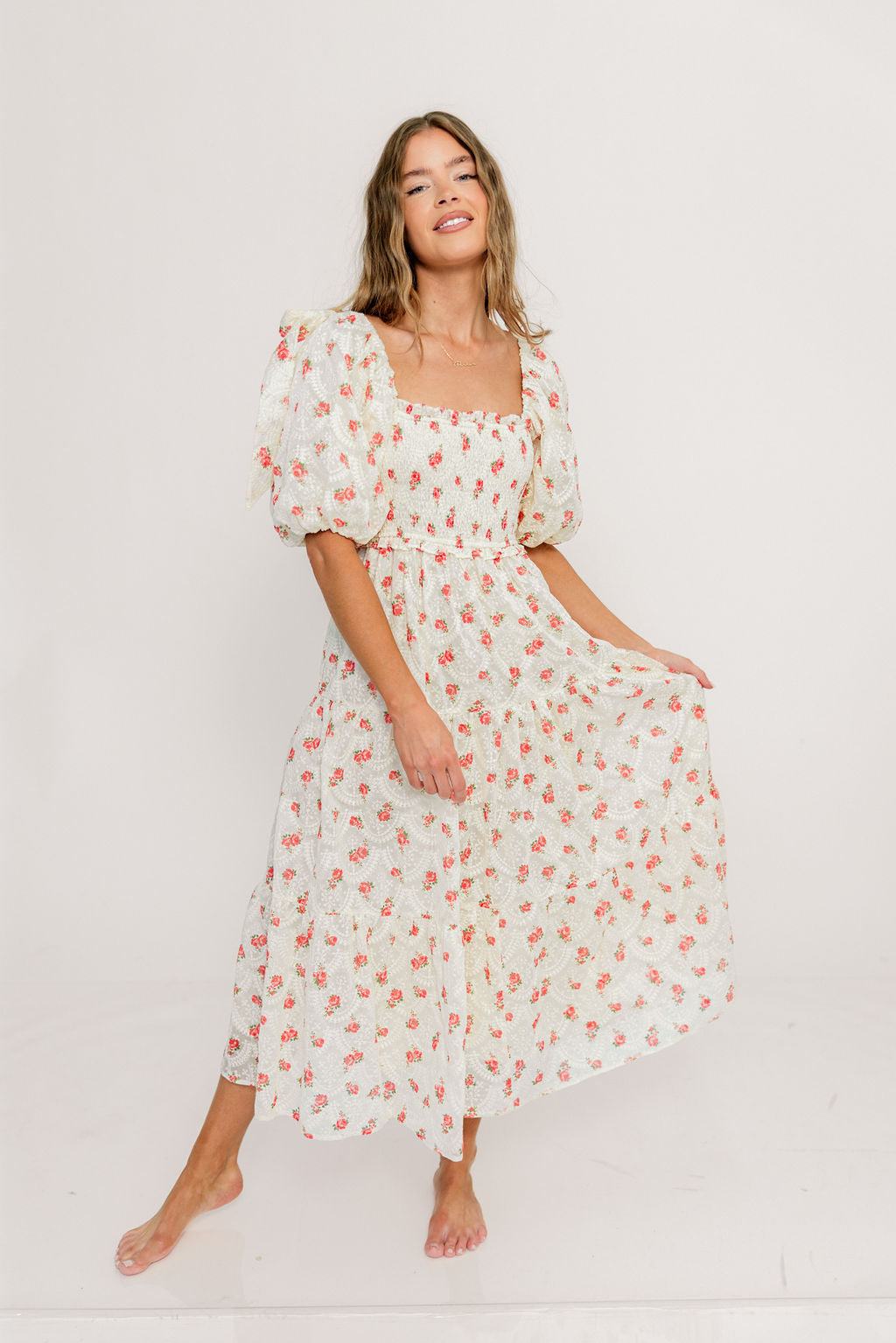 Elena 100% Cotton Midi Dress in Rose - Bump Friendly