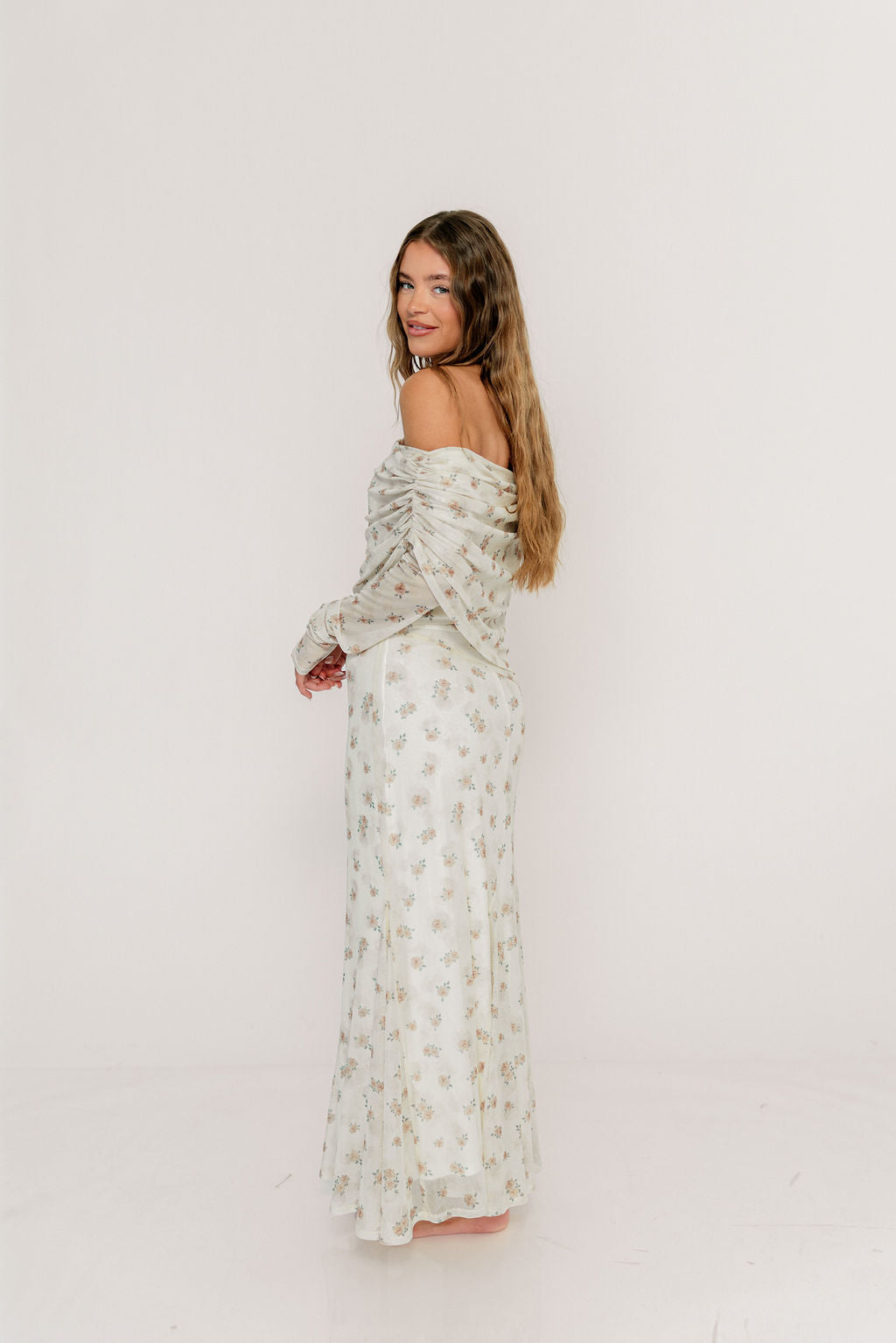 Azaleia Maxi Dress in Neutral Floral - Size up for Bump