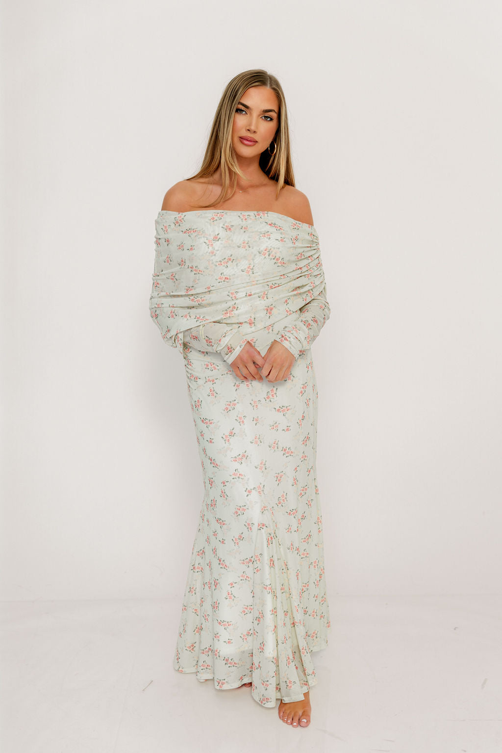 Azaleia Maxi Dress in Blush Floral - Bump Friendly - Size Up for Maternity