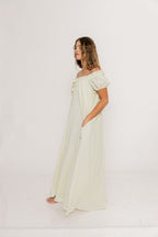 Ensley 100% Cotton Maxi Dress in Custard Plaid - Bump Friendly