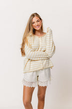 Ciela Striped Cardigan Top in Natural