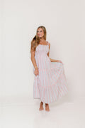 Gigi Floral Striped Maxi Dress in Cottage Pink