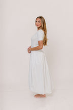 Zaniyah Bubble Skirt Midi Dress in White