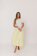 Zaniyah Bubble Skirt Midi Dress in Butter Yellow
