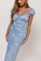 ASTR Makaela Midi Dress in Blue Floral