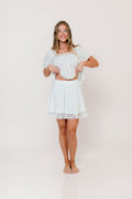 Fields Layered Lace Mini Skirt in Ivory