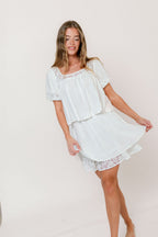 Fields Layered Lace Mini Skirt in Ivory