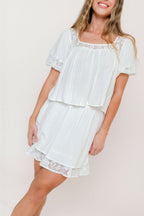 Fields Layered Lace Mini Skirt in Ivory