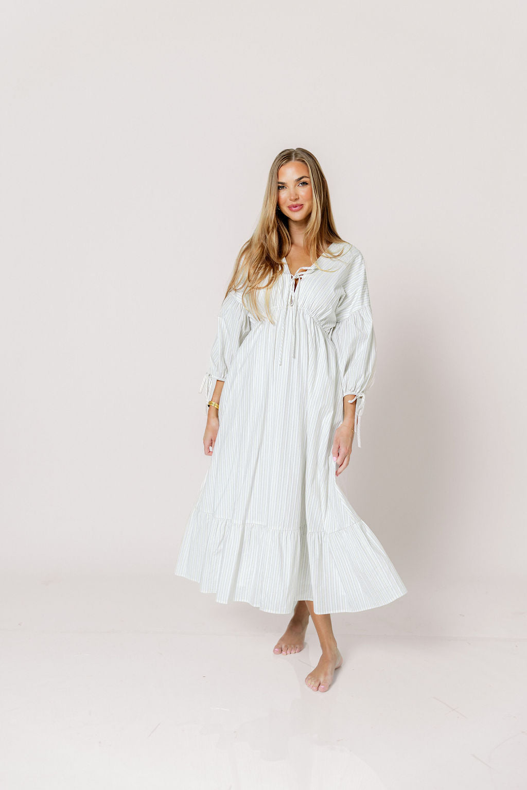 Hunter 100% Cotton Midi Dress in Butter Stripe - Bump Friendly