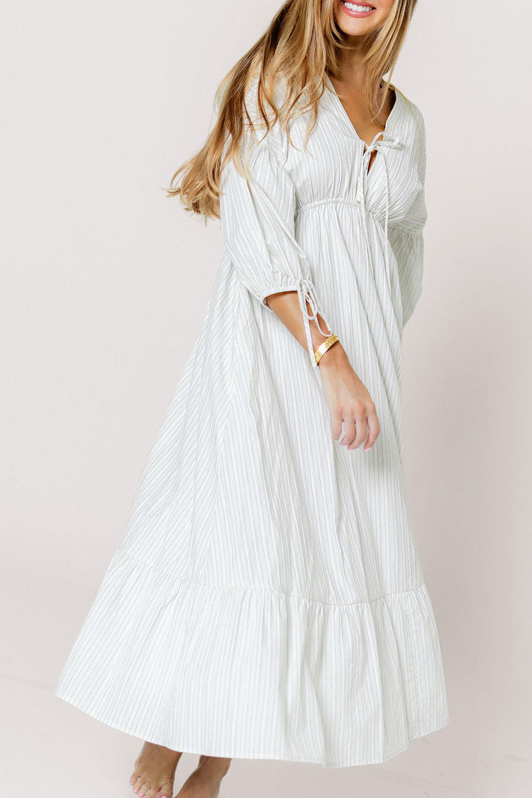 Hunter 100% Cotton Midi Dress in Butter Stripe - Bump Friendly