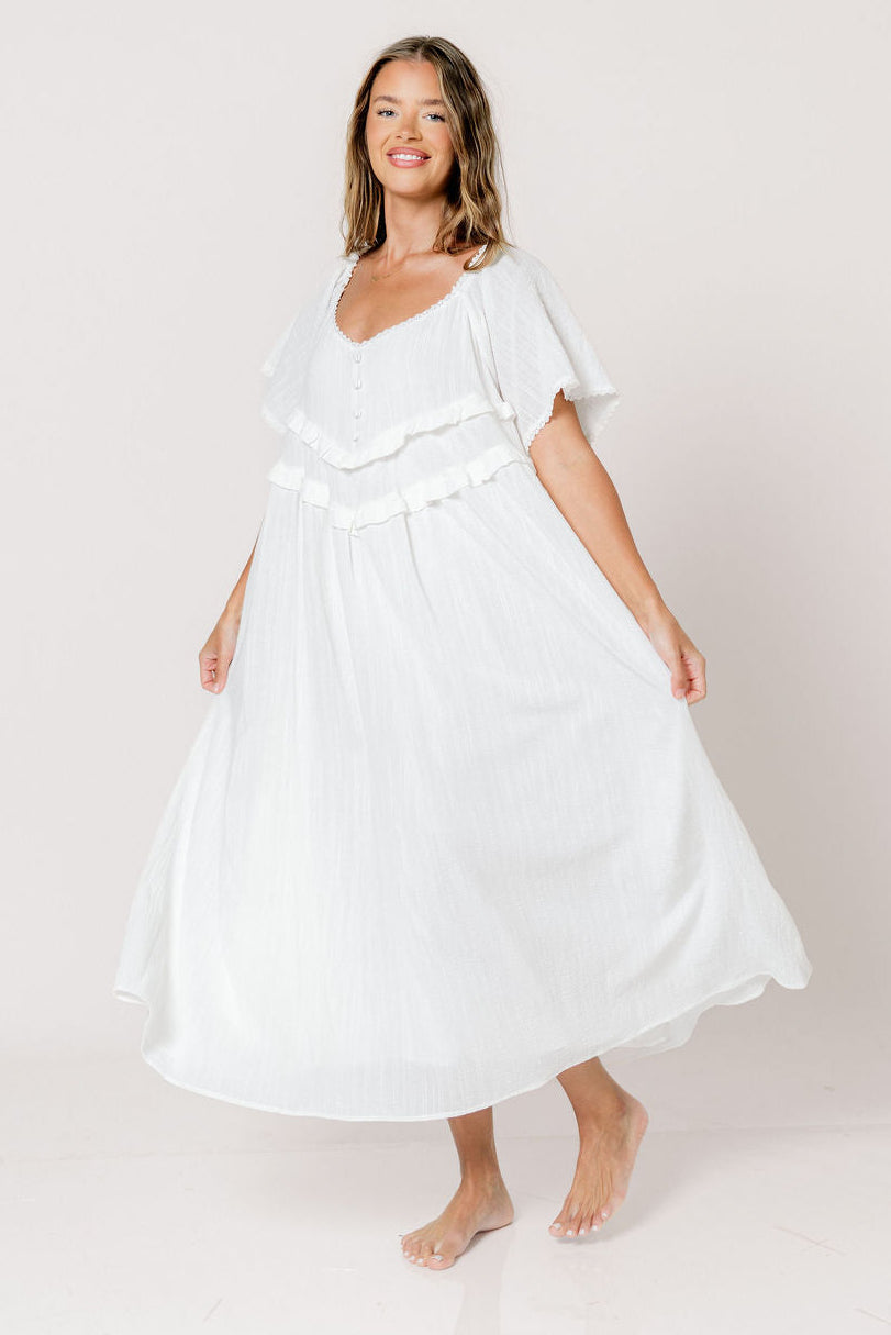Kelli Maxi Dress in Off-White - Bump Friendly
