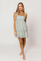 Presley Ruffle Tiered Floral Mini Dress in Dusty Lemon