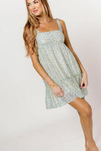 Presley Ruffle Tiered Floral Mini Dress in Dusty Lemon