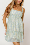 Presley Ruffle Tiered Floral Mini Dress in Dusty Lemon