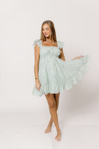 Chelsea Eyelet Mini Dress in Sage