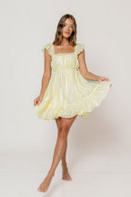 Chelsea Eyelet Mini Dress in Yellow