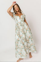Raelynn Floral Maxi Dress in Cream/Dusty Peach